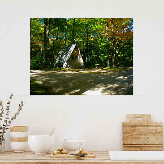 Camping in an A-Frame Cabin ポスター (キッチン)