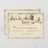 Camping in the woods Wedding RSVPカード (正面/裏面)