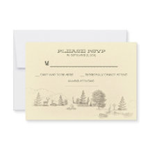 Camping in the woods Wedding RSVPカード