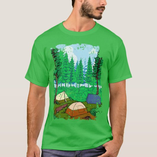 Camping Inent And Forest Camping girl Tシャツ (正面)