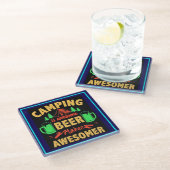 Camping is Awesome Beer Make it Awesomer-67688 ガラスコースター (アングル)