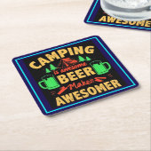 Camping is Awesome Beer Make it Awesomer-67688 スクエアペーパーコースター (アングル)