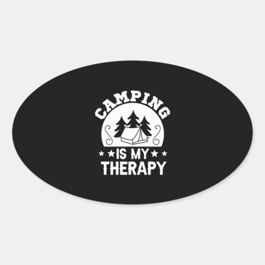 Camping is my therapy 楕円形シール (正面)