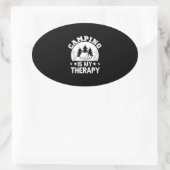 Camping is my therapy 楕円形シール (バッグ)