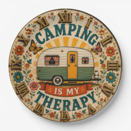 Camping Is My Therapy Floral Camping Gift ペーパープレート