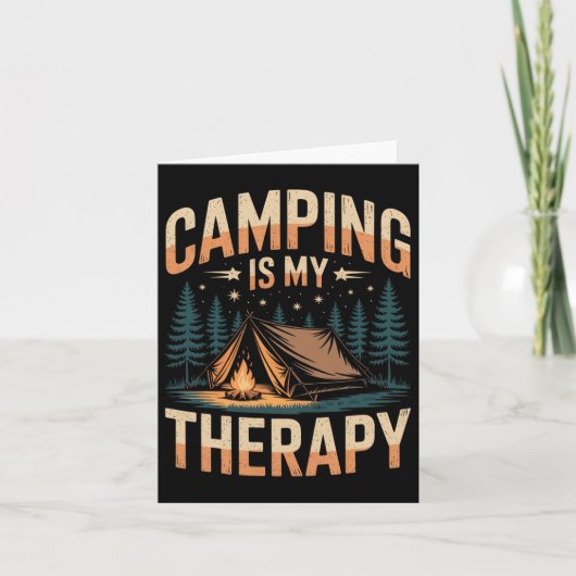 Camping Is My Therapy Fun Outdoor Campfire Family  カード (正面)