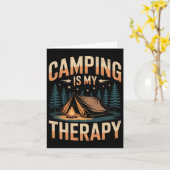Camping Is My Therapy Fun Outdoor Campfire Family  カード (黄色い花)