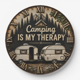 Camping Is My Therapy Vintage Camper Gift ペーパープレート