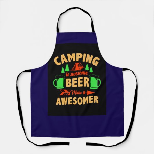 Camping is Swesome Beer Make it Aesomer-45676  エプロン (正面)