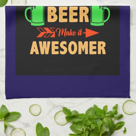 Camping is Swesome Beer Make it Aesomer-45676  キッチンタオル (折り畳み)