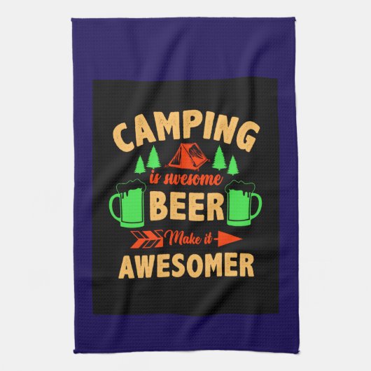 Camping is Swesome Beer Make it Aesomer-45676  キッチンタオル (縦)