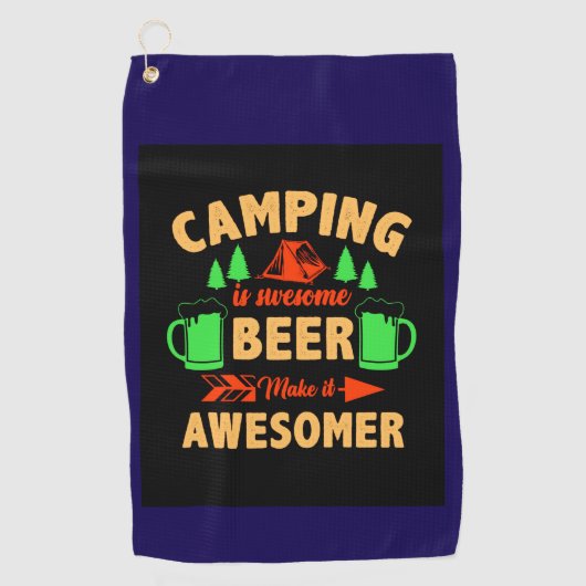 Camping is Swesome Beer Make it Aesomer-45676  ゴルフタオル (正面)