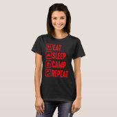 Camping  Kids Men Women Cool Eat Sleep Camp Repeat Tシャツ (正面フル)
