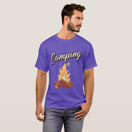 Camping lagerfeuer boy tシャツ (正面フル)