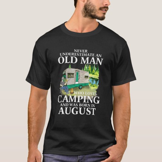 Camping Mens Old Man Camper Caravan Motorhome Augu Tシャツ (正面)