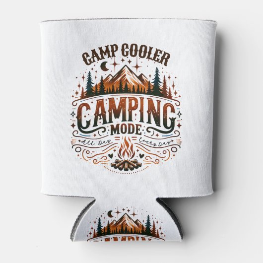 Camping Mode, Retro Typography Camping Symbols 缶クーラー (正面)