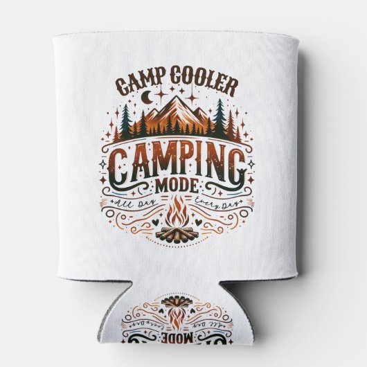 Camping Mode, Retro Typography Camping Symbols 缶クーラー (裏面)