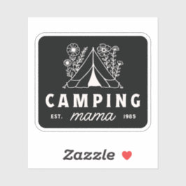 Camping mom camper mama mother whimsical black シール