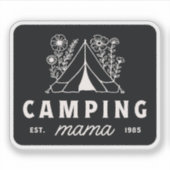 Camping mom camper mama mother whimsical black シール (正面)