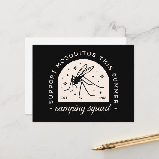 Camping mosquito funny camp squad sarcastic quotes ポストカード (正面/裏面インサイチュ)