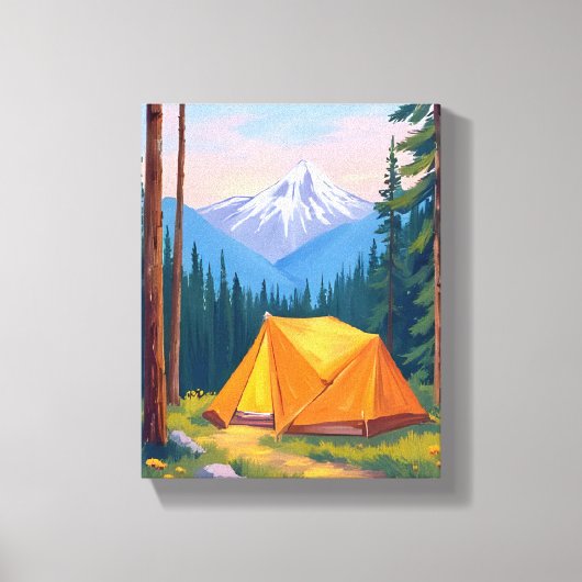 Camping Mountain Watercolor キャンバスプリント (正面)