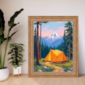 Camping Mountain Watercolor Painting Nature ポスター