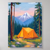 Camping Mountain Watercolor Painting Nature ポスター (正面)