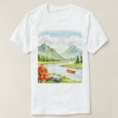 Camping near a river tシャツ (デザイン正面)