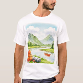 Camping near a river tシャツ