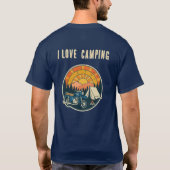 Camping oldstyle tent Motocycle sunrise Tシャツ (裏面)