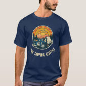 Camping oldstyle tent Motocycle sunrise Tシャツ (正面)