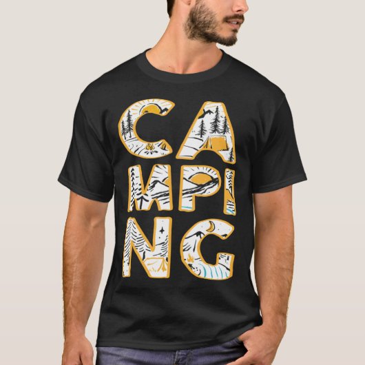 Camping outdoor hiking camper cute graphic tシャツ (正面)