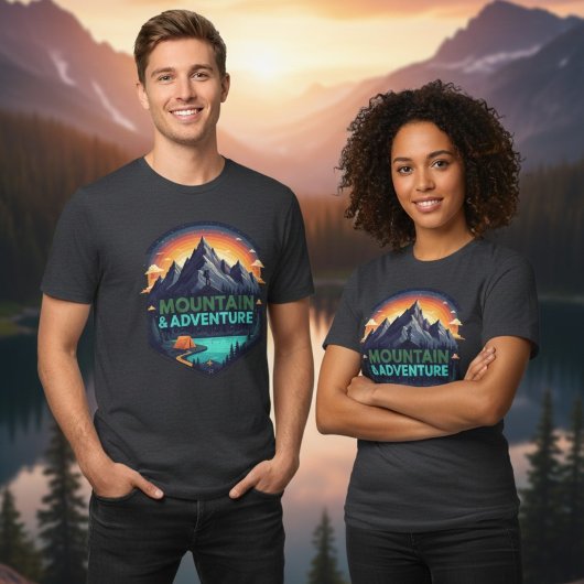 Camping Patch Mountain Adventure Outdoor トライブレンドＴシャツ