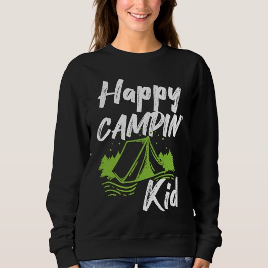 Camping Puns Happy Campin' Kid Boys Girls Children スウェットシャツ (正面)