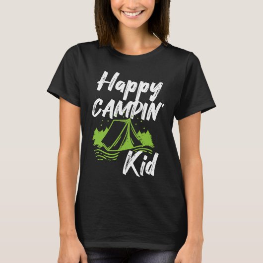 Camping Puns Happy Campin' Kid Boys Girls Children Tシャツ (正面)