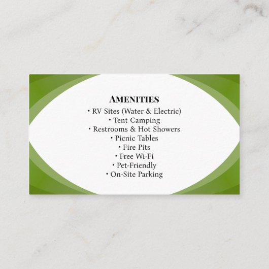 Camping Resort RV Park Outdoor Design 名刺 (裏面)