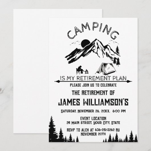 Camping Retirement party 招待状 (正面/裏面)