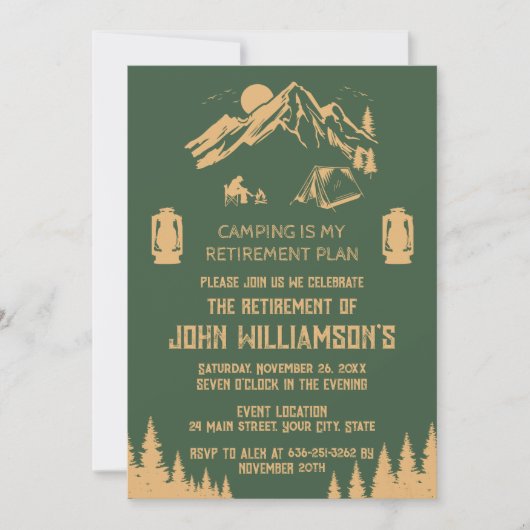 Camping Retirement party 招待状 (正面)