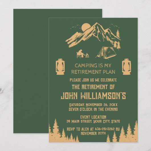 Camping Retirement party 招待状 (正面/裏面)