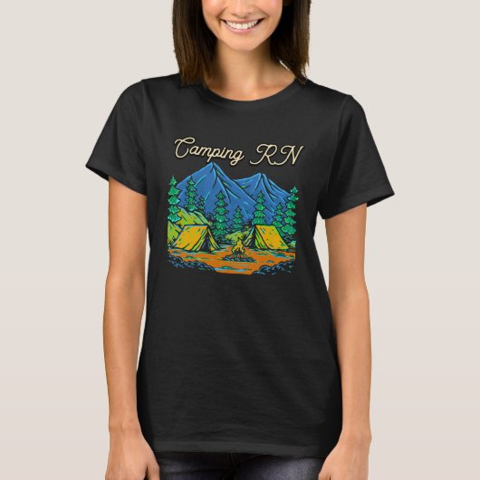 Camping RN Camper Forest Camp Vacation Wildlife Tシャツ (正面)