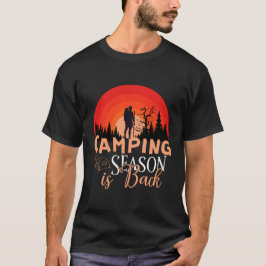 Camping Season Is Back Retro Sunset Outdoor Advent Tシャツ
