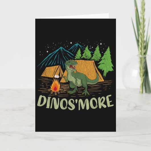 Camping S'more Dinosaur Lover Funny Dinosaur Campi カード (正面)