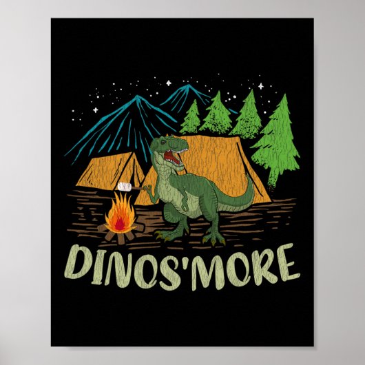 Camping S'more Dinosaur Lover Funny Dinosaur Campi ポスター (正面)