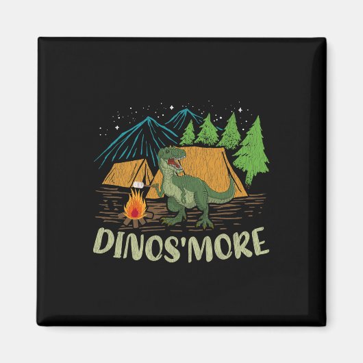 Camping S'more Dinosaur Lover Funny Dinosaur Campi マグネット (正面)