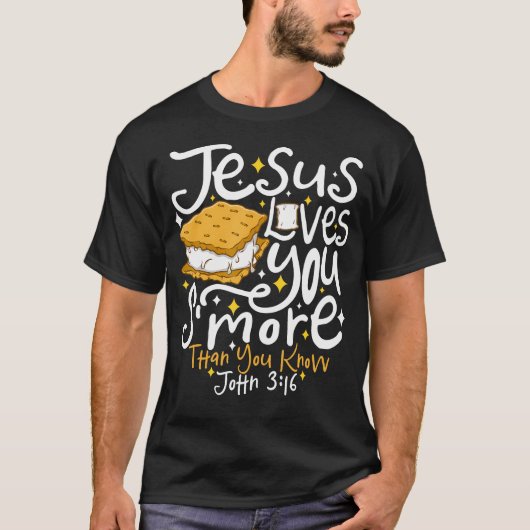 Camping Smore Jesus Loves You John Bible Verse Chr Tシャツ (正面)