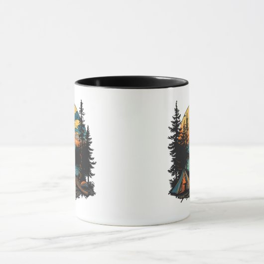 Camping Tent in the Forest マグカップ (中央)