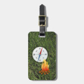Camping theme Campfire and Compass Personalize ラゲッジタグ (正面縦)