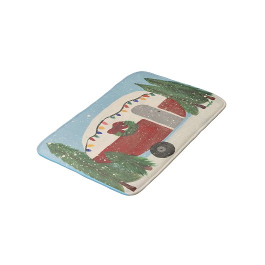 Camping Trailer at Christmas バスマット (アングル)