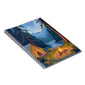 Camping Trip Forest Campfire Tent Watercolor ノートブック (右側)