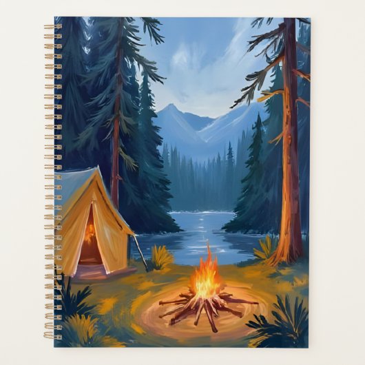Camping Trip Forest Campfire Tent Watercolor プランナー手帳 (正面)